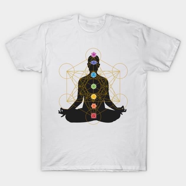 Metatron's Cube Chakra Healing Meditation T-Shirt by Bluepress